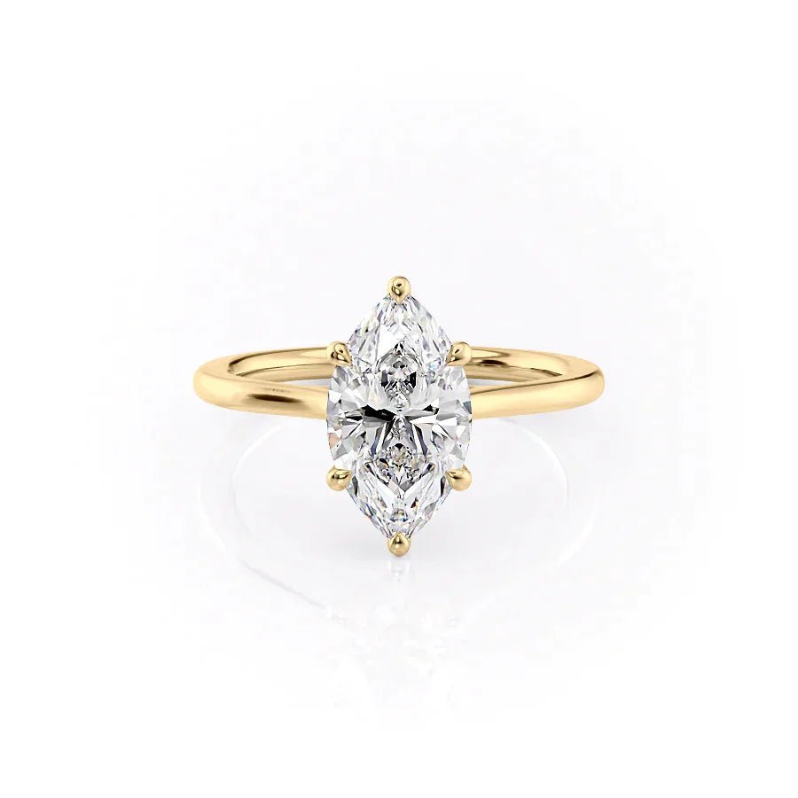 The Lexie Set  With A 1 Carat Marquise 18K Yellow Gold Moissanite