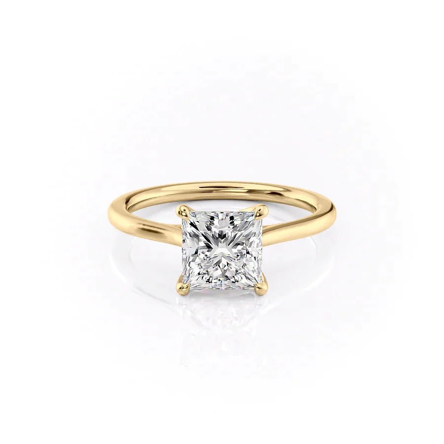 The Lexie Set  With A 1 Carat Princess 18K Yellow Gold Moissanite