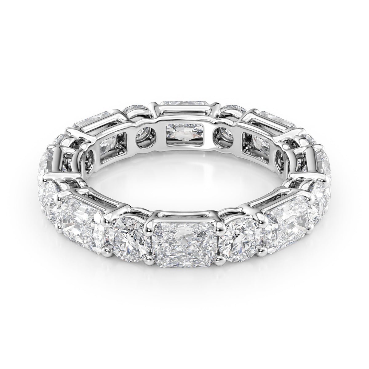 4.6ct Alternating Radiant and Round Basket Eternity