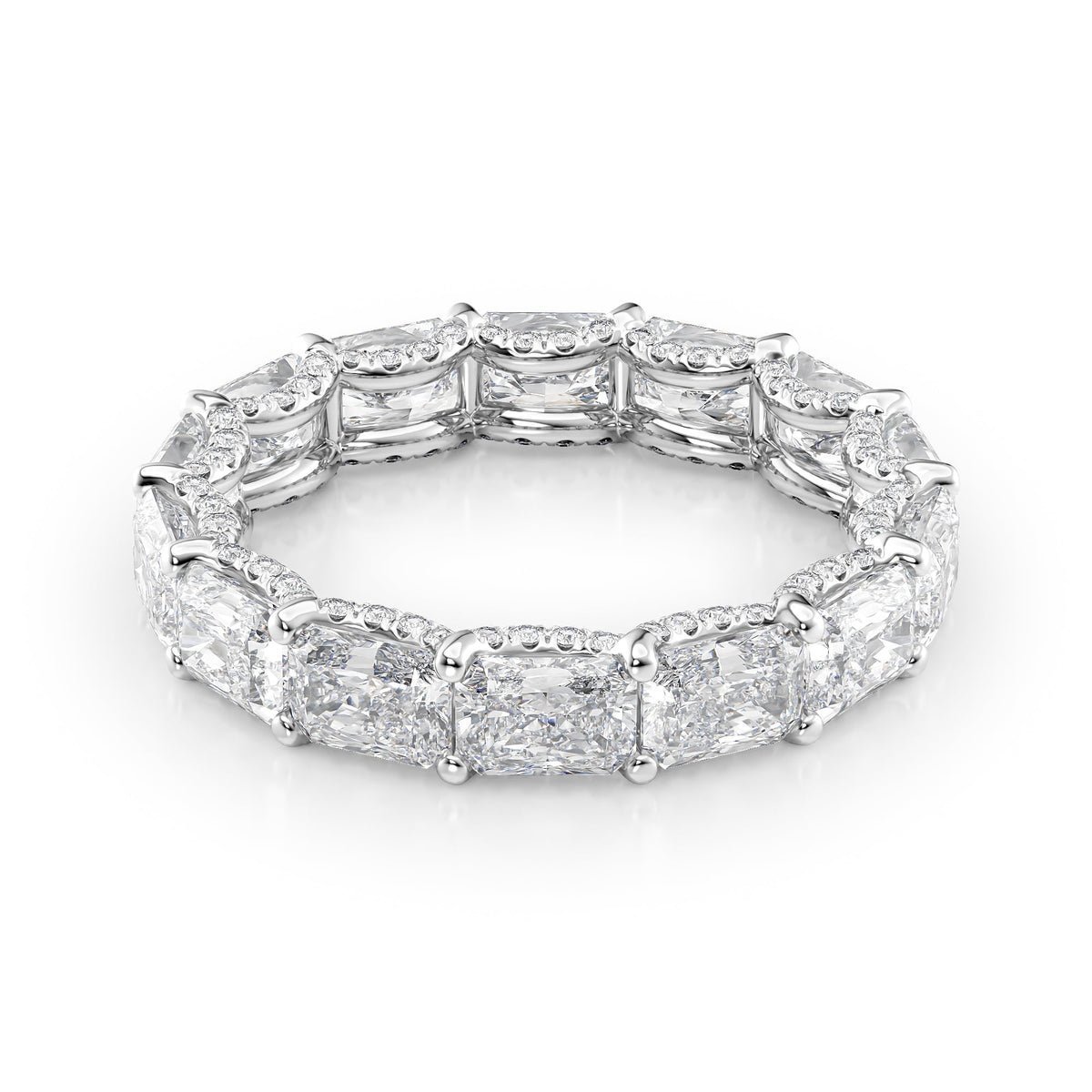 4.3ct East West Radiant U Pave Prong Eternity