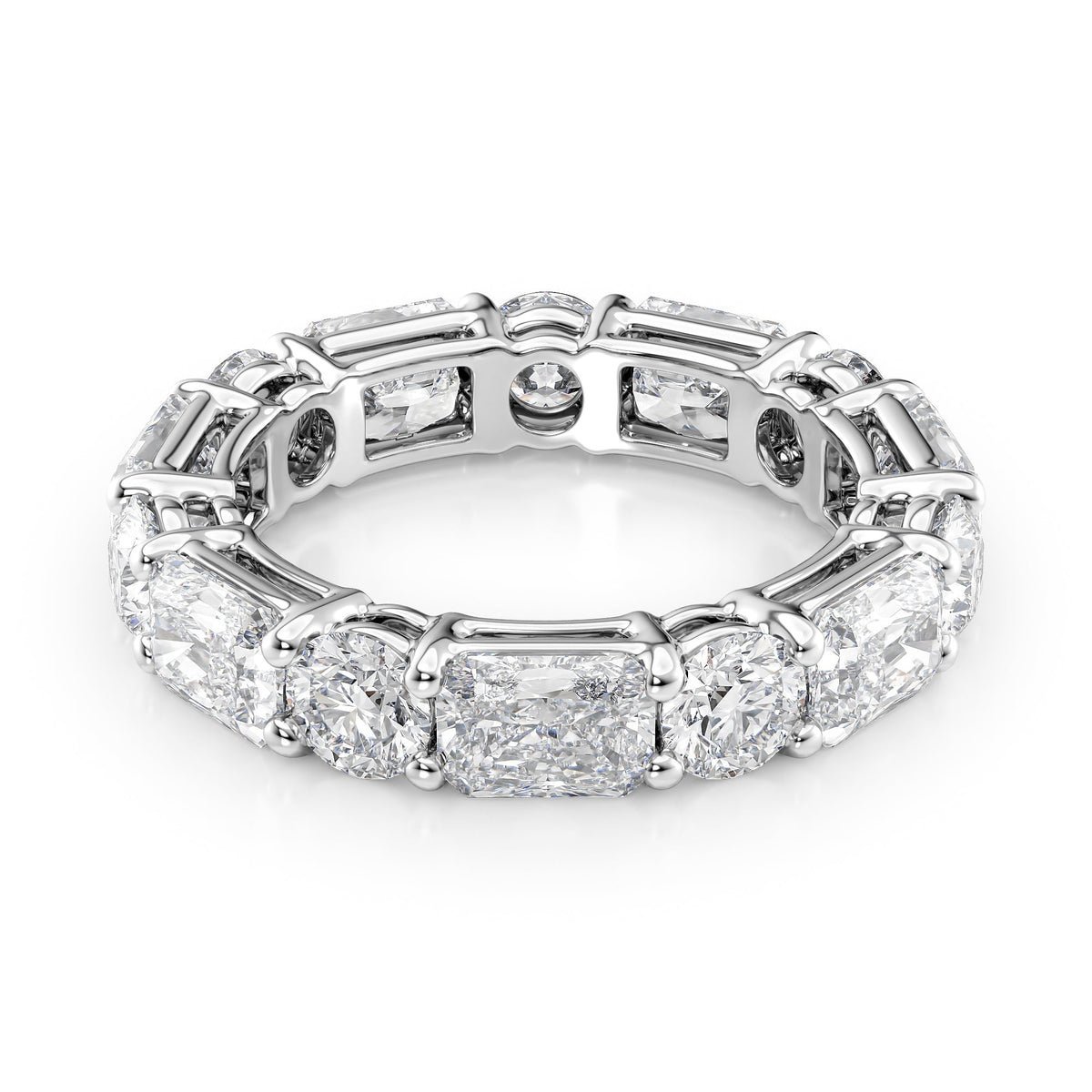 5.7ct Alternating Radiant and Round Basket Eternity