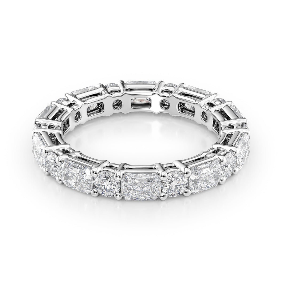 3.7ct Alternating Radiant and Round Basket Eternity