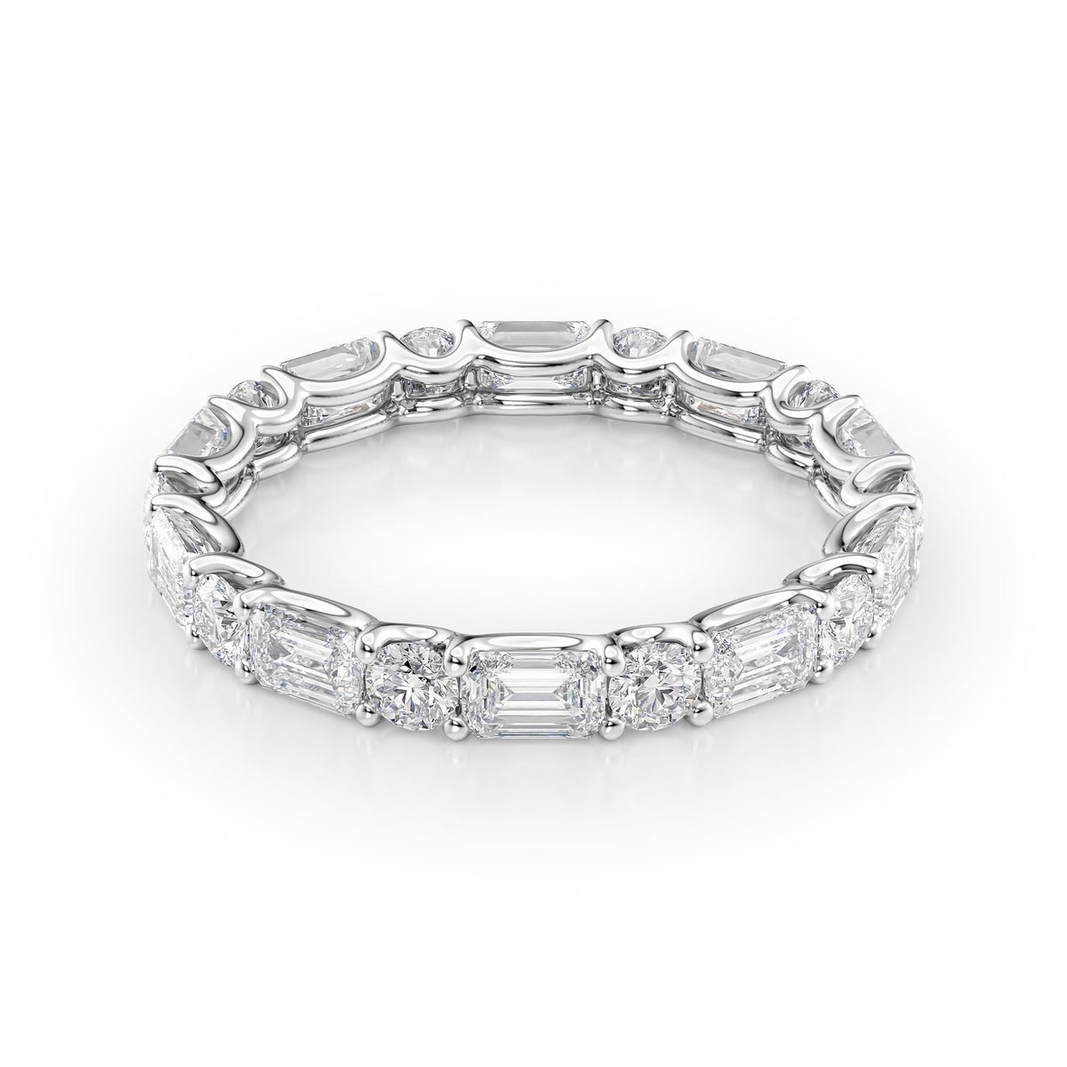 2.6ct Alternating Emerald and Round U Prong Eternity