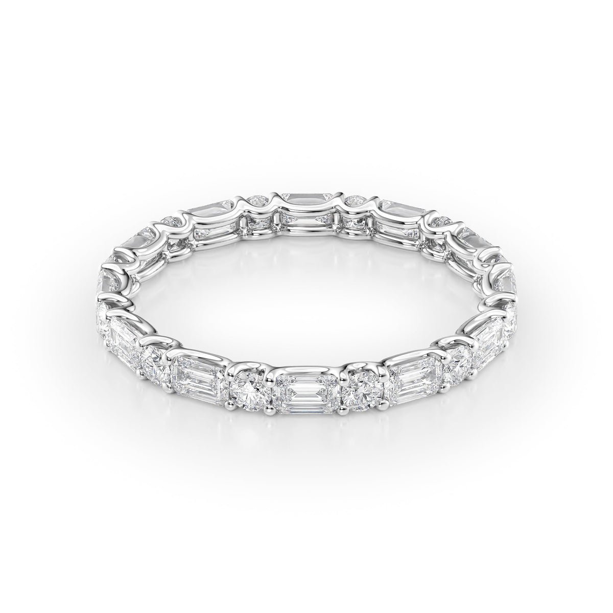 1.5ct Alternating Emerald and Round U Prong Eternity