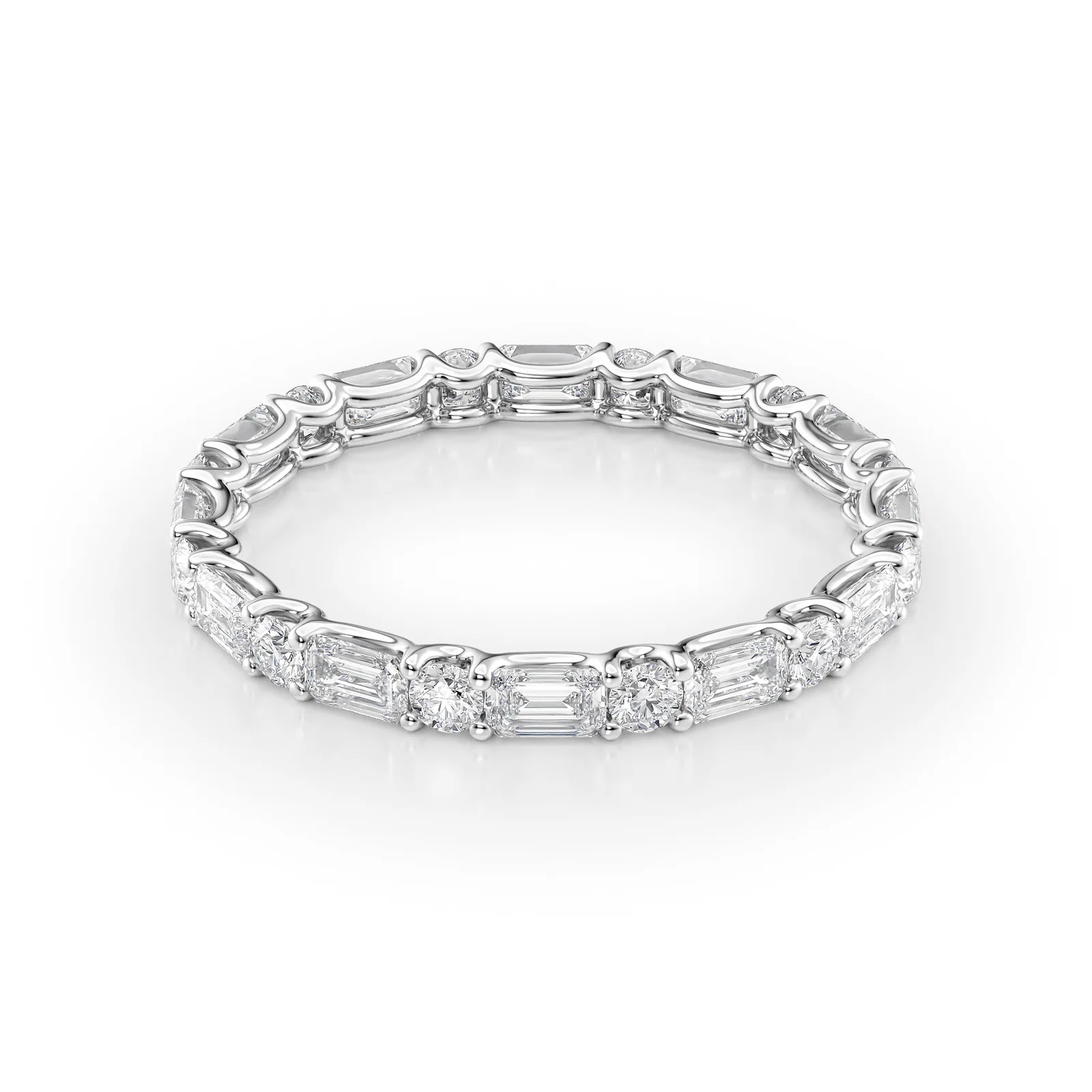 3.5ct Alternating Emerald and Round U Prong Eternity