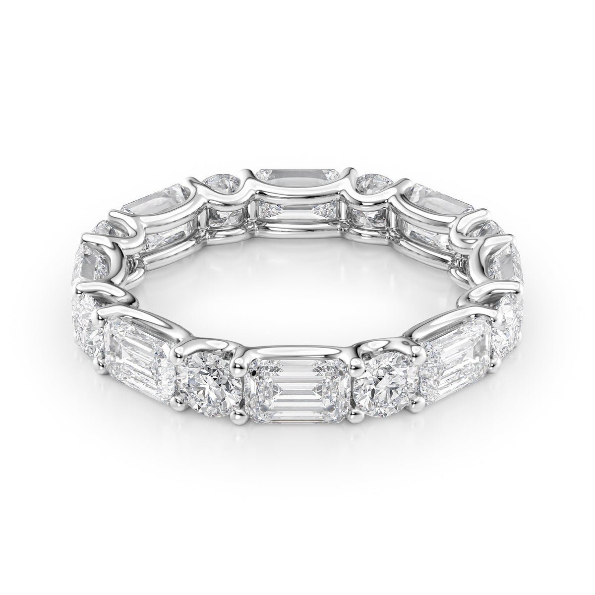 4.2ct Alternating Emerald and Round U Prong Eternity